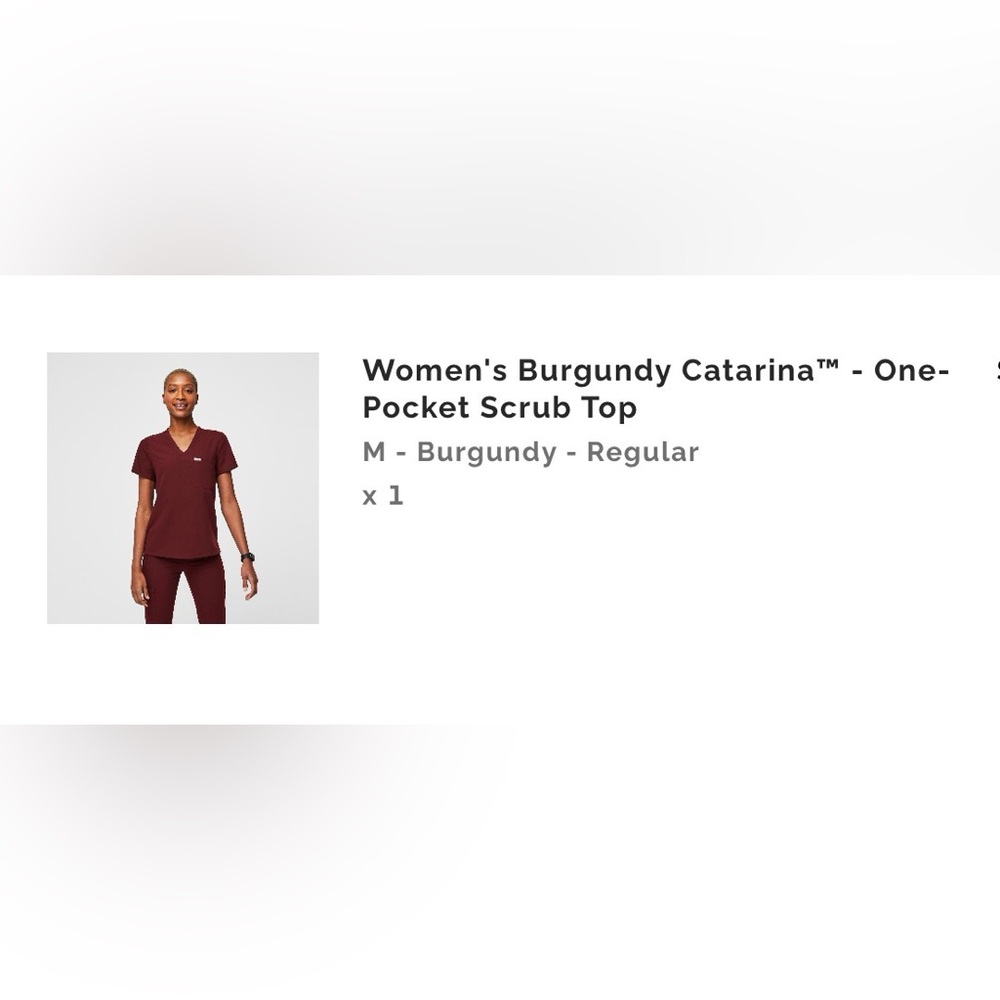 Women's Burgundy One-Pocket Scrub Top